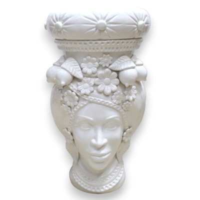 Testa di Moro modelo Caltagirone Donna Puf - h 55 cm aprox. Blanco brillante - 