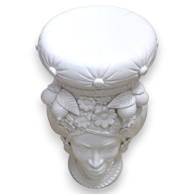 Testa di Moro modelo Caltagirone Donna Puf - h 55 cm aprox. Blanco brillante - 