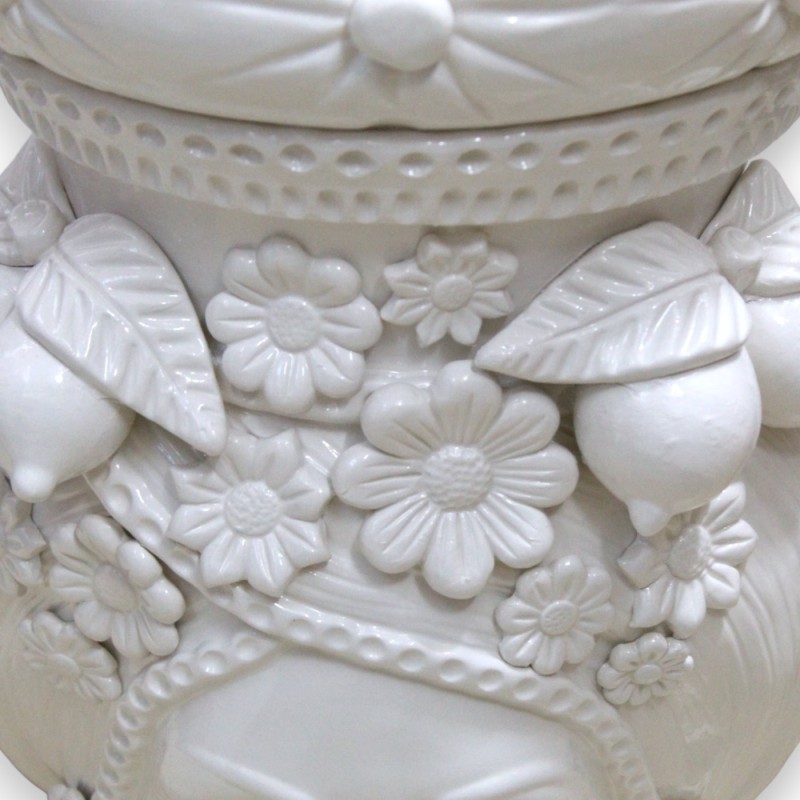 Testa di Moro modelo Caltagirone Donna Puf - h 55 cm aprox. Blanco brillante - 