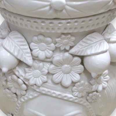 Testa di Moro modelo Caltagirone Donna Puf - h 55 cm aprox. Blanco brillante - 