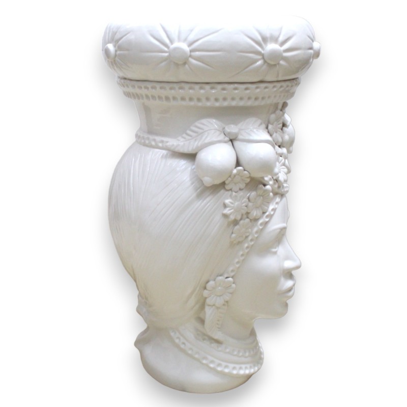 Testa di Moro modelo Caltagirone Donna Puf - h 55 cm aprox. Blanco brillante - 