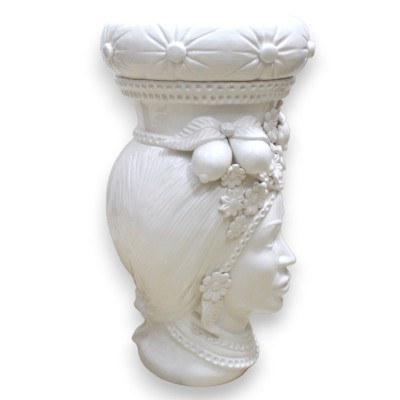 Testa di Moro modelo Caltagirone Donna Puf - h 55 cm aprox. Blanco brillante - 