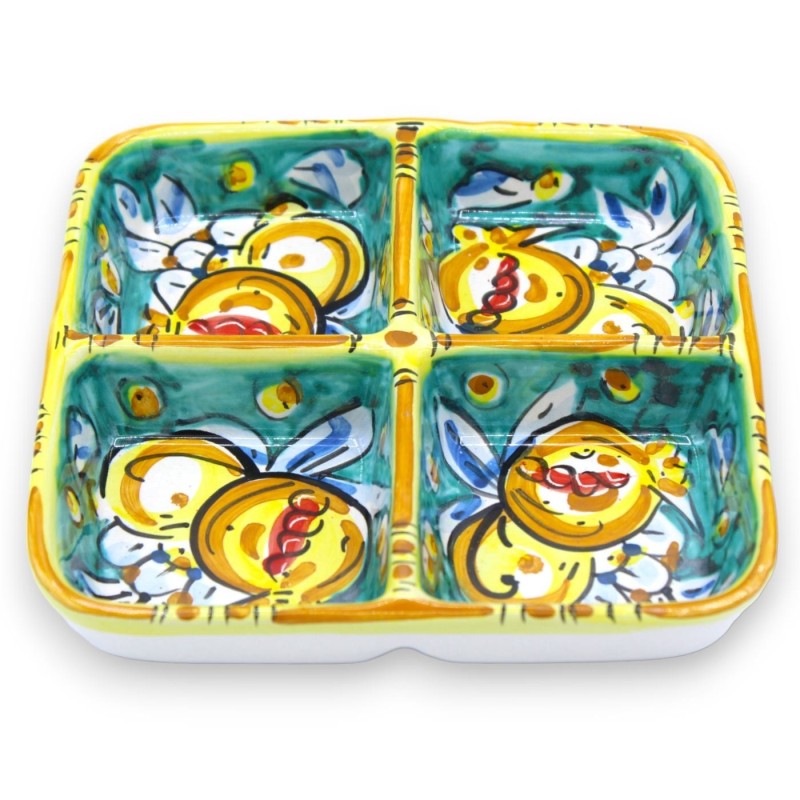 Plat apéritif carré en céramique Caltagirone - environ 16 cm (1pc) avec des options de couleurs et de décoration aléatoi
