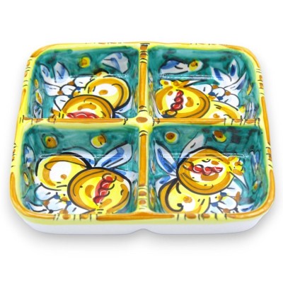 Plat apéritif carré en céramique Caltagirone - environ 16 cm (1pc) avec des options de couleurs et de décoration aléatoi