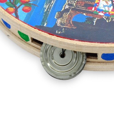 Siciliaanse tamboerijn met rammelaars - Ø 30 cm ca. (1st) in hout en met 2 printopties - 