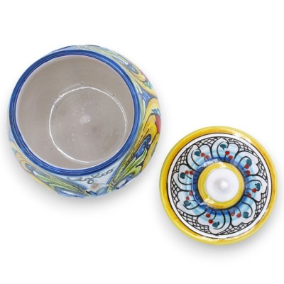 Caltagirone keramische knoflook- of uienhouder - h 18 en Ø ca. 15 cm. veelkleurige barokdecoratie MD1 - 