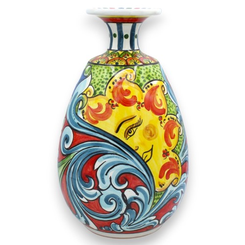 Vaso Goccia de cerâmica Caltagirone - h aproximadamente 30 cm Decoração barroca, roda de carroça siciliana, sol e figo d