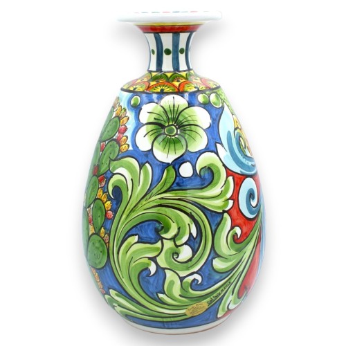 Wazon ceramiczny Caltagirone Goccia - wys. ok. 30 cm Dekoracja barokowa, sycylijskie koło wozu, słońce i opuncja -  2
