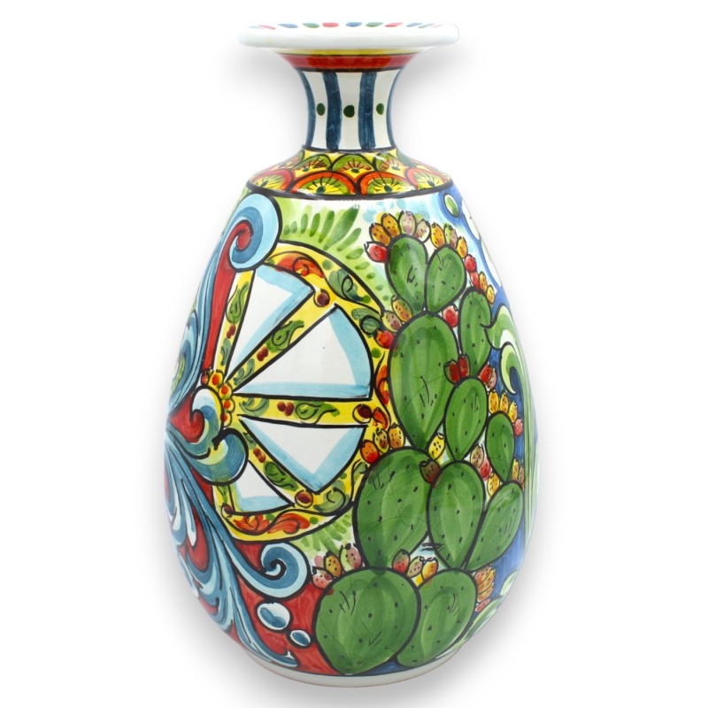 Jarrón Goccia de cerámica Caltagirone - altura aprox.30 cm Decoración barroca, rueda de carreta siciliana, sol y tuna - 