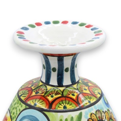 Vase Goccia en céramique Caltagirone - h environ 30 cm Décoration baroque, roue de charrette sicilienne, soleil et figue