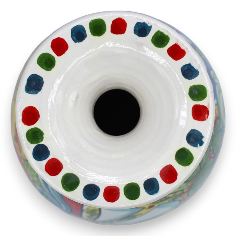 Vase Goccia en céramique Caltagirone - h environ 30 cm Décoration baroque, roue de charrette sicilienne, soleil et figue