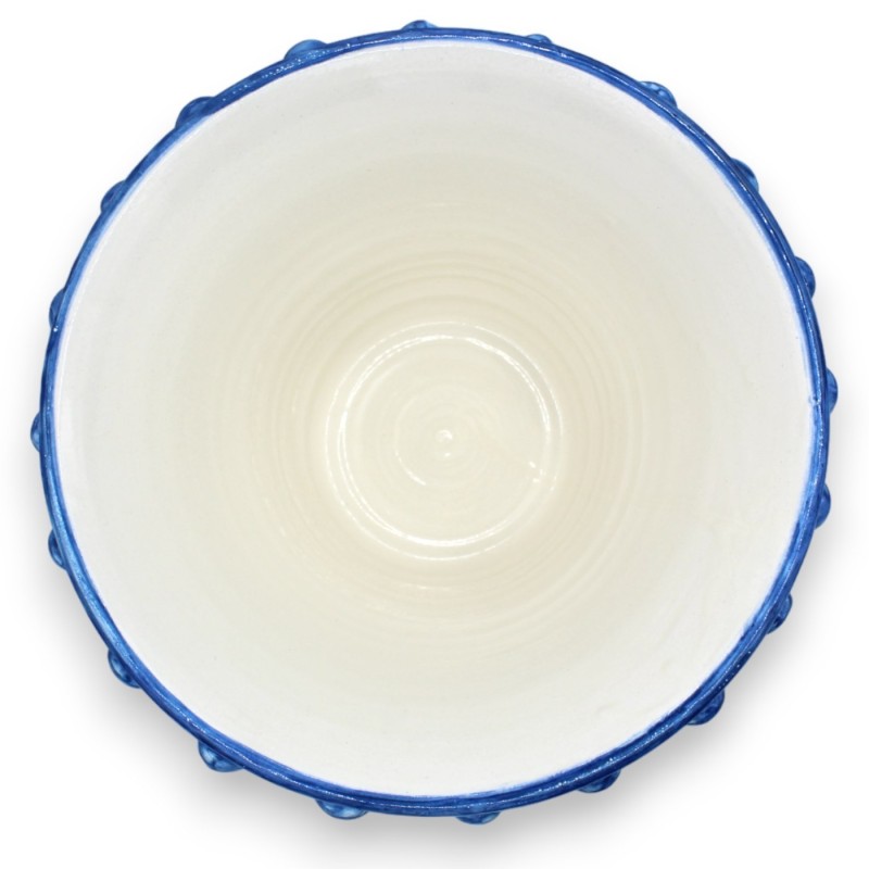 Kielich ceramiczny w kształcie półszyszki Caltagirone - h 26 i Ø 26 cm ok. Antyczny błękit, łodyga z wielobarwną barokow