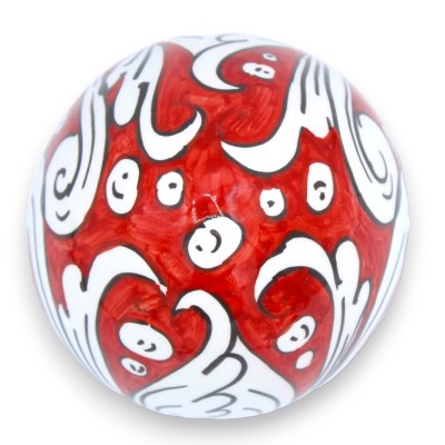 Jajko ceramiczne Caltagirone - wys. ok. 12 cm Biała dekoracja barokowa na czerwonym tle - 
