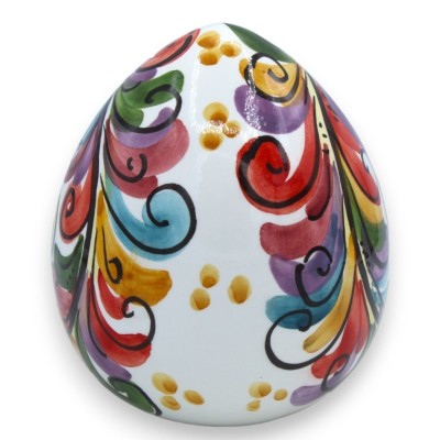 Jajko ceramiczne Caltagirone - wys. ok. 12 cm Barokowa i wielobarwna dekoracja kwiatowa na białym tle - 