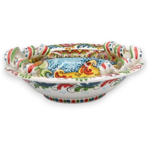 Keramisch middelpunt van Caltagirone, met 2 maatopties (1 stuk) torchon handvatten, veelkleurige barokdecoratie en zon - 2