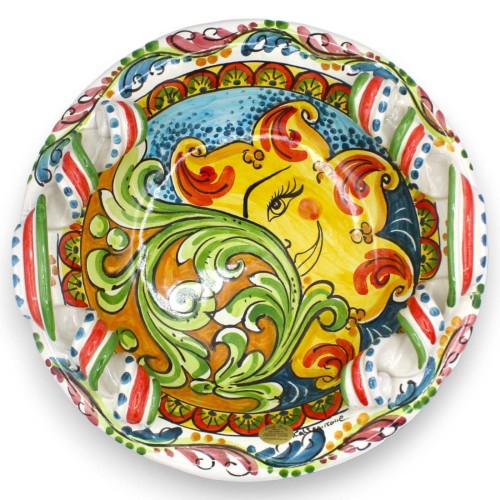 Caltagirone keramiskt mittstycke, med 2 storleksalternativ (1 st) brännarhandtag, flerfärgad barockdekor och sol - 
