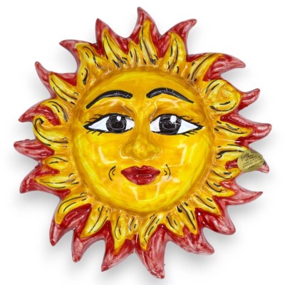 Sonne mit farbigen Strahlen, aus Caltagirone-Keramik, H ca. 18 x 18 cm. (1 Stück) Sechs Farboptionen - 