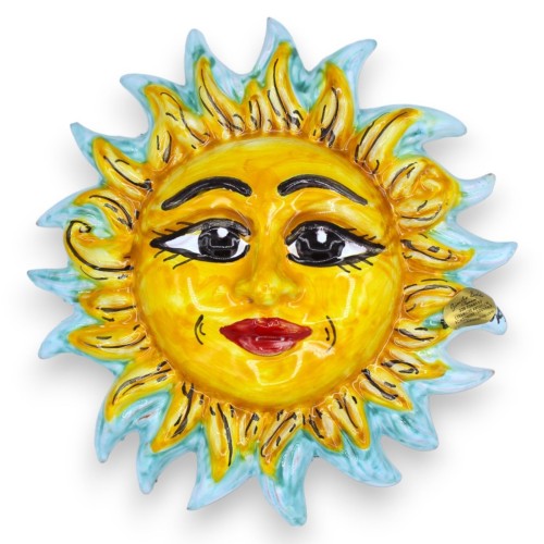 Sonne mit farbigen Strahlen, aus Caltagirone-Keramik, H ca. 18 x 18 cm. (1 Stück) Sechs Farboptionen -  2