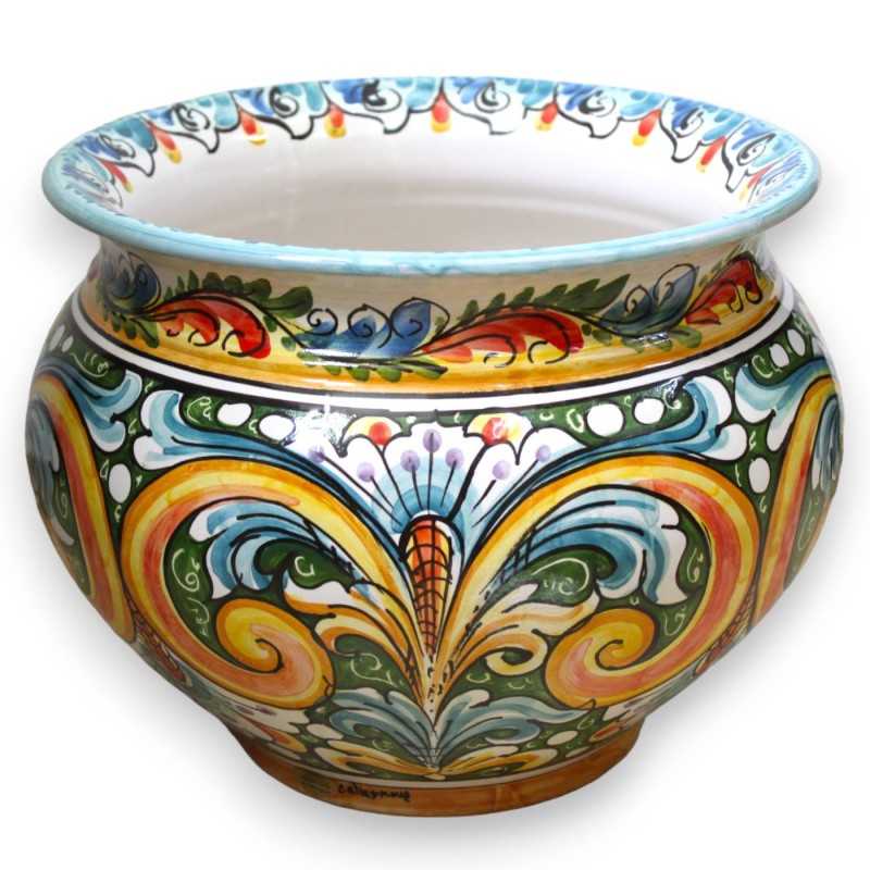 Cachepot Vaso piante in ceramica Caltagirone, con 5 opzioni dimensione (1pz) Decoro Barocco e floreale multicolore - 