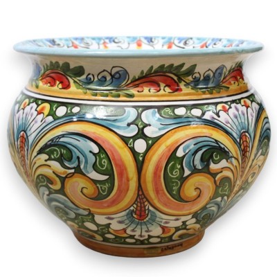 Cachepot Caltagirone Keramik-Pflanzenvase, mit 5 Größenoptionen (1 Stück), barockem und mehrfarbigem Blumendekor - 