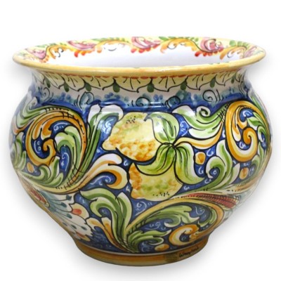 Cachepot Caltagirone keramisk växtvas, med 5 storleksalternativ (1 st) Flerfärgad barockdekor, citroner och granatäpplen