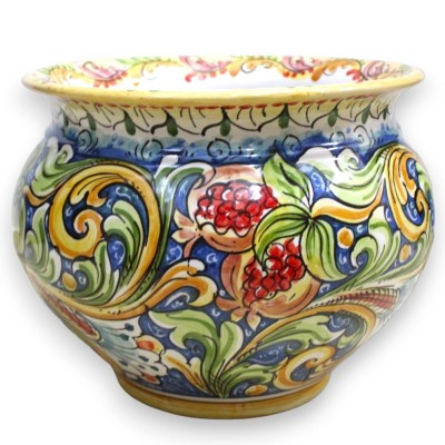 Cachepot Caltagirone Keramik-Pflanzenvase, mit 5 Größenoptionen (1 Stück), mehrfarbige Barockdekoration, Zitronen und Gr