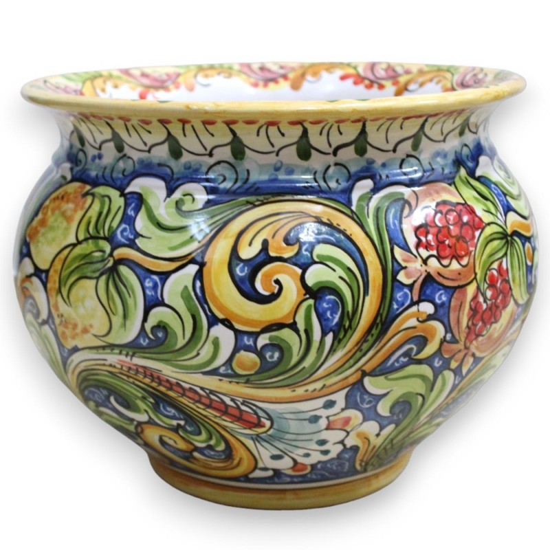 Ceramiczny wazon na rośliny Cachepot Caltagirone, 5 opcji rozmiarów (1 szt.) Wielobarwna dekoracja barokowa, cytryny i g