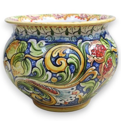 Cachepot Caltagirone Keramik-Pflanzenvase, mit 5 Größenoptionen (1 Stück), mehrfarbige Barockdekoration, Zitronen und Gr