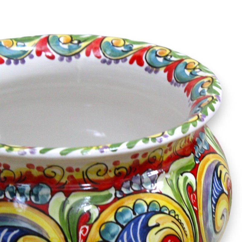 Cachepot Caltagirone keramisk växtvas, med 5 storleksalternativ (1 st) Flerfärgad barockdekor på röd bakgrund - 