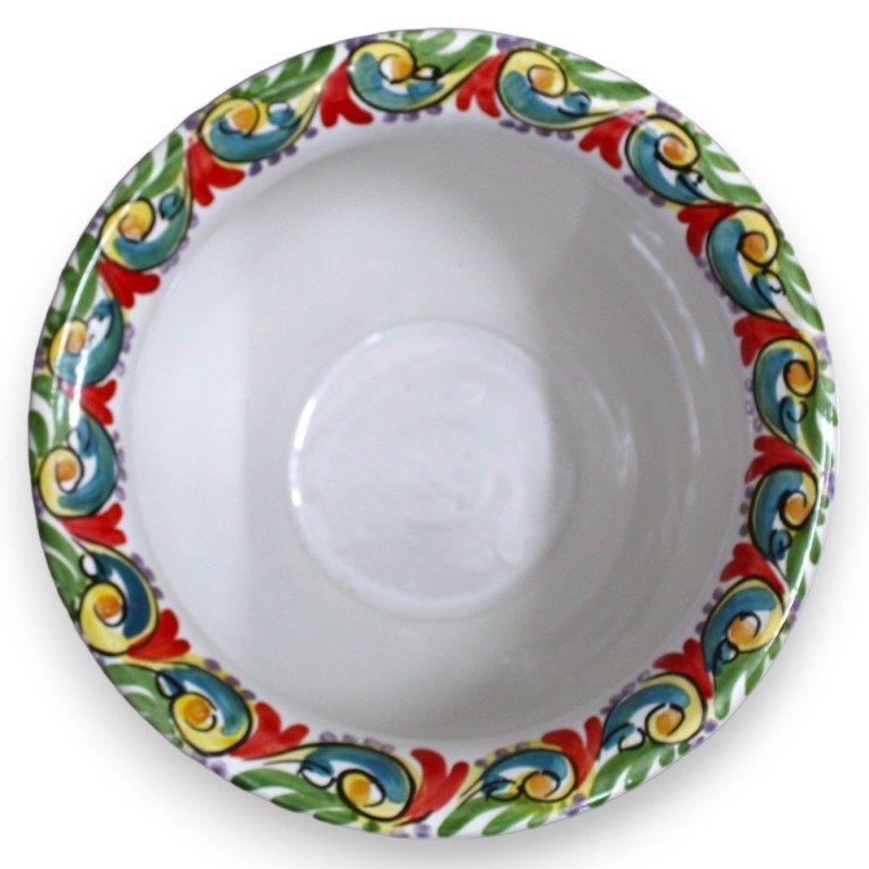 Cachepot Caltagirone Keramik-Pflanzenvase, mit 5 Größenoptionen (1 Stück). Mehrfarbige Barockdekoration auf rotem Hinter
