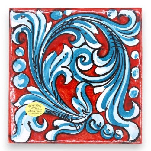 Mattonella in ceramica Caltagirone, h 15 cm x 15 cm ca. (1Pz) con 5 opzioni decoro MD3 -  2