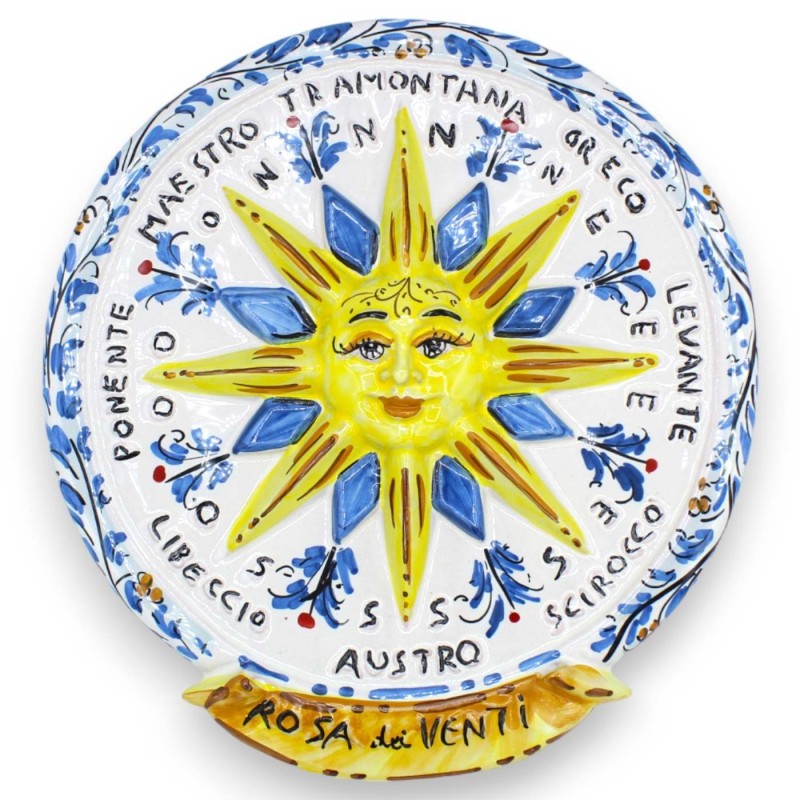 Rose des vents en céramique de Caltagirone - h 38 cm environ. Avec deux options de couleurs (1pc) - 