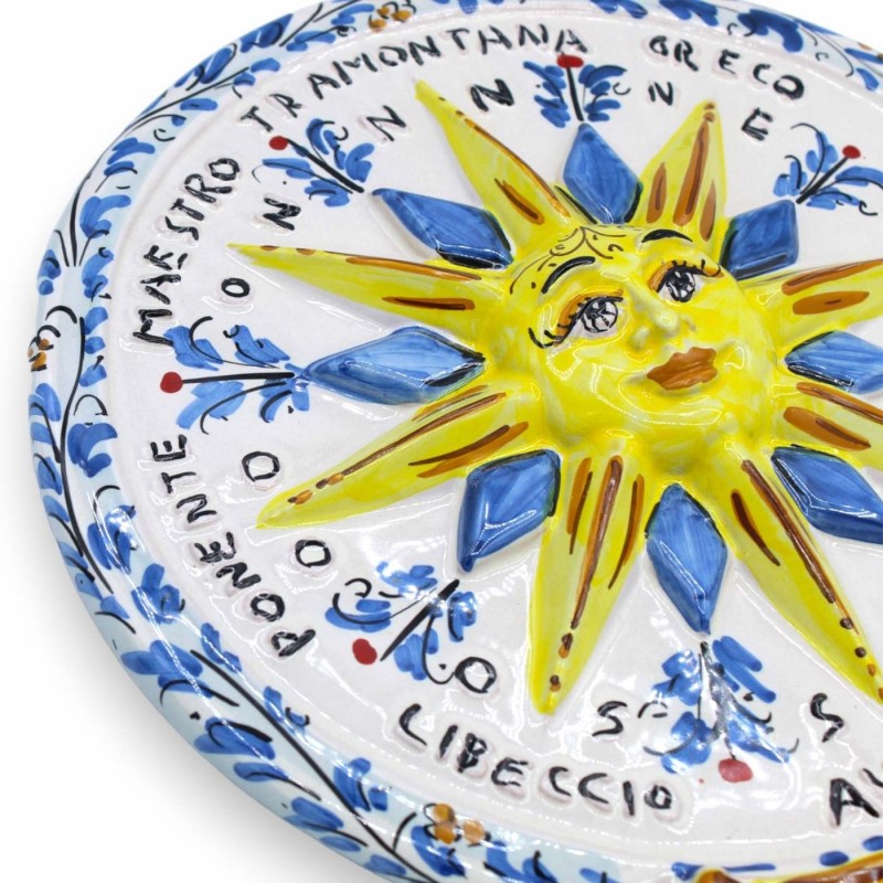 Rosa dos Ventos em cerâmica Caltagirone - h 38 cm aprox. Com duas opções de cores (1 unidade) - 
