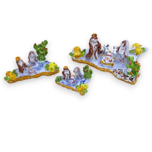 Artystyczna szopka z delikatnej ceramiki, reprodukowana na Sycylii - z 3 opcjami rozmiaru (1 szt.) - 