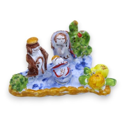 Artystyczna szopka z delikatnej ceramiki, reprodukowana na Sycylii - z 3 opcjami rozmiaru (1 szt.) - 