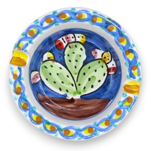 Ronde keramische asbak Caltagirone - Ø 10 cm ca. (1 stuk) Met 4 kleuropties en willekeurige decoratie -  2