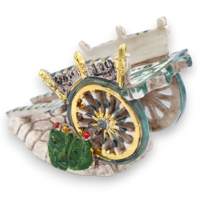 Carretto Siciliano in Ceramica Caltagirone - L 12 x h 9 cm ca. - 