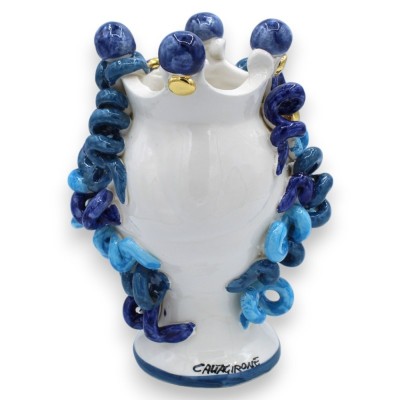Tête de Méduse, figure mythologique en céramique de Caltagirone, h environ 20 cm. Détails en émail or pur 24 carats MD1 