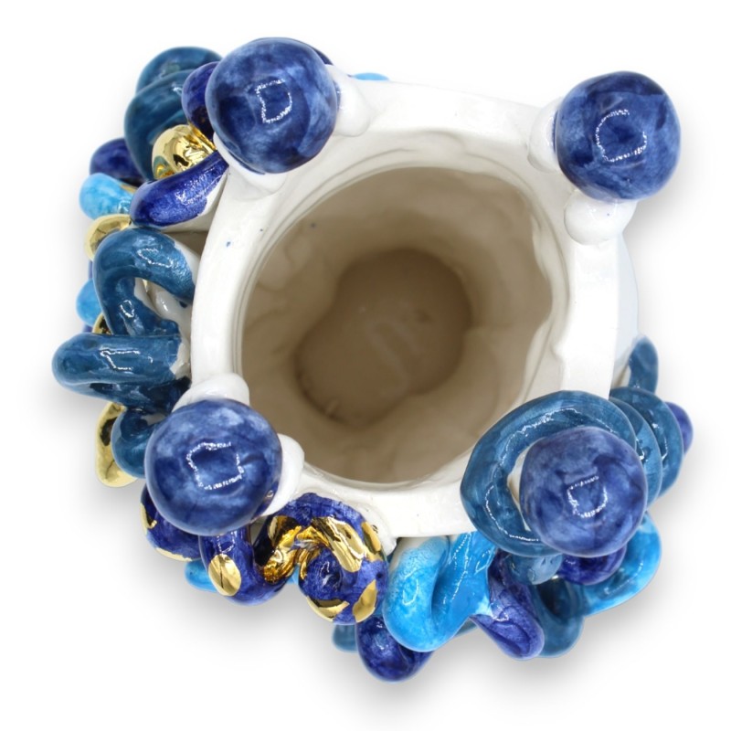 Tête de Méduse, figure mythologique en céramique de Caltagirone, h environ 20 cm. Détails en émail or pur 24 carats MD1 