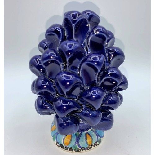 Pomme de pin sicilienne à base décorée, céramique de Caltagirone, h 11/12 cm, couleurs variées (1 unité)