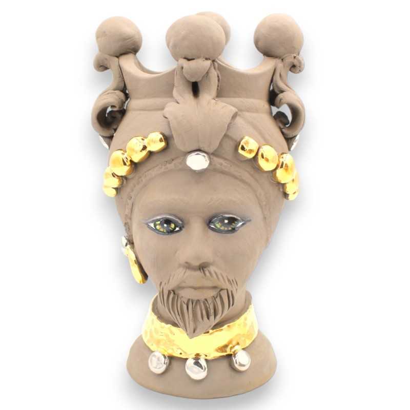 Moor's Head Caltagirone h approx. 23 cm (1pc) Black clay, platinum and 24k pure gold enamel - 