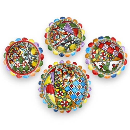 Caltagirone keramische Pigna-schaal, met twee maatopties (1 stuk), veelkleurige en willekeurige decoratie - 