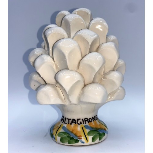 Pomme de pin sicilienne avec base en céramique Caltagirone décorée h 11/12 cm différentes couleurs (1 pièce) -  2