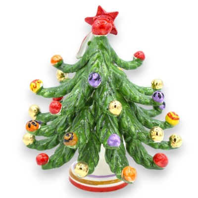 Caltagirone ceramic Christmas tree h approx. 16 cm Multi-decoration balls and 24k pure gold enamel balls - 