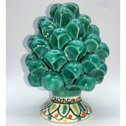 Sicilian pine cone with decorated Caltagirone ceramic base h 11/12 cm various colors (1 pc) -  2