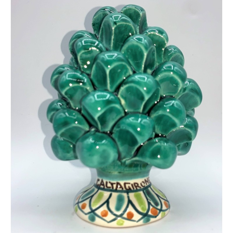Pomme de pin sicilienne avec base en céramique Caltagirone décorée h 11/12 cm différentes couleurs (1 pièce) - 
