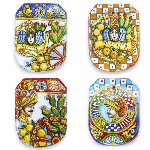 Tarcze sycylijskiego paladyna, ceramika Caltagirone - wys. 20 x 15 x 1,5 cm ok. (1 szt.) różne opcje dekoracji - 