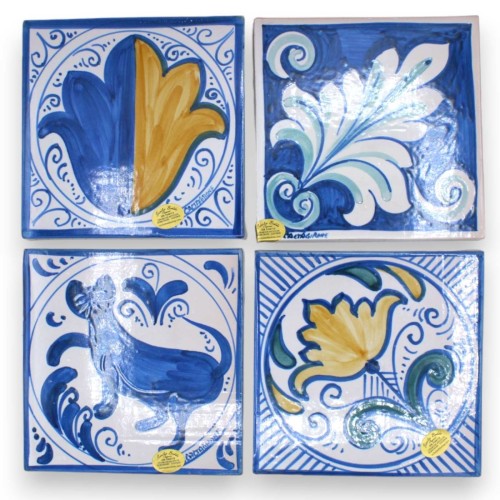 Mattonella in ceramica Caltagirone, Mattonaccio misure: h 15 x 15 x 1,5 cm ca. (1Unità) con 6 opzioni decoro MD4 - 