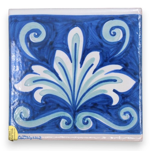 Mattonella in ceramica Caltagirone, Mattonaccio misure: h 15 x 15 x 1,5 cm ca. (1Unità) con 6 opzioni decoro MD4 -  2