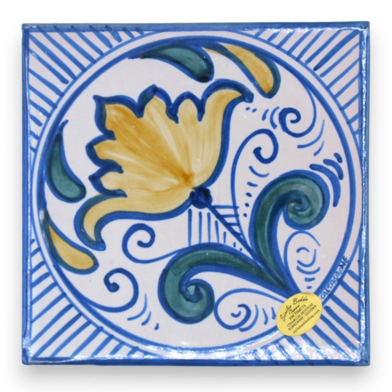Caltagirone ceramic tile, Mattonaccio dimensions: h 15 x 15 x 1.5 cm approx. (1Pc) with 6 MD4 decoration options - 